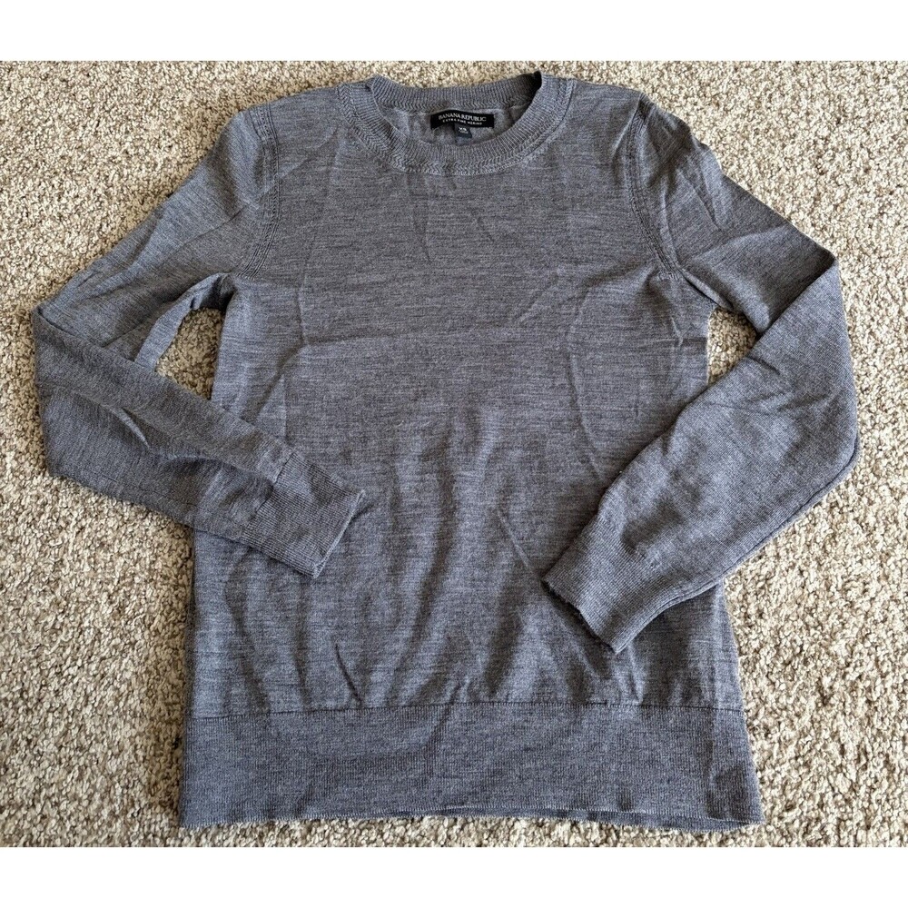 Women's Banana Republic Gray Extra Fine Merino Wool Sweater, XS